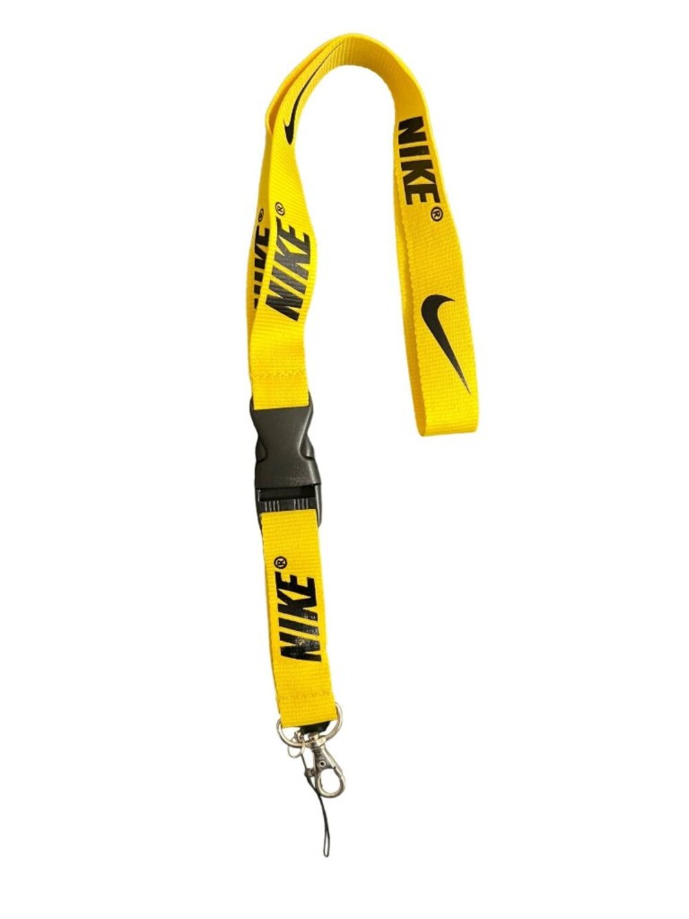 Nike Yellow Black Nike Logo Detachable Lanyard Keychain Clip